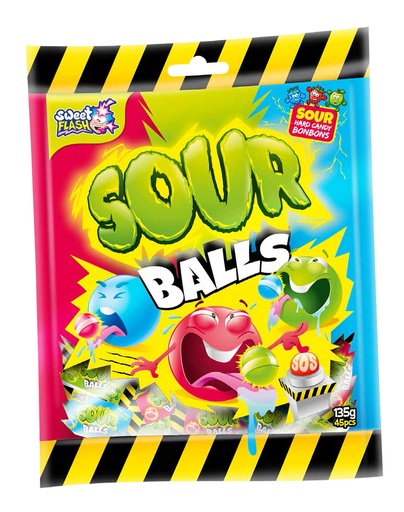 SWEET FLASH SOUR BALLS 135GR.